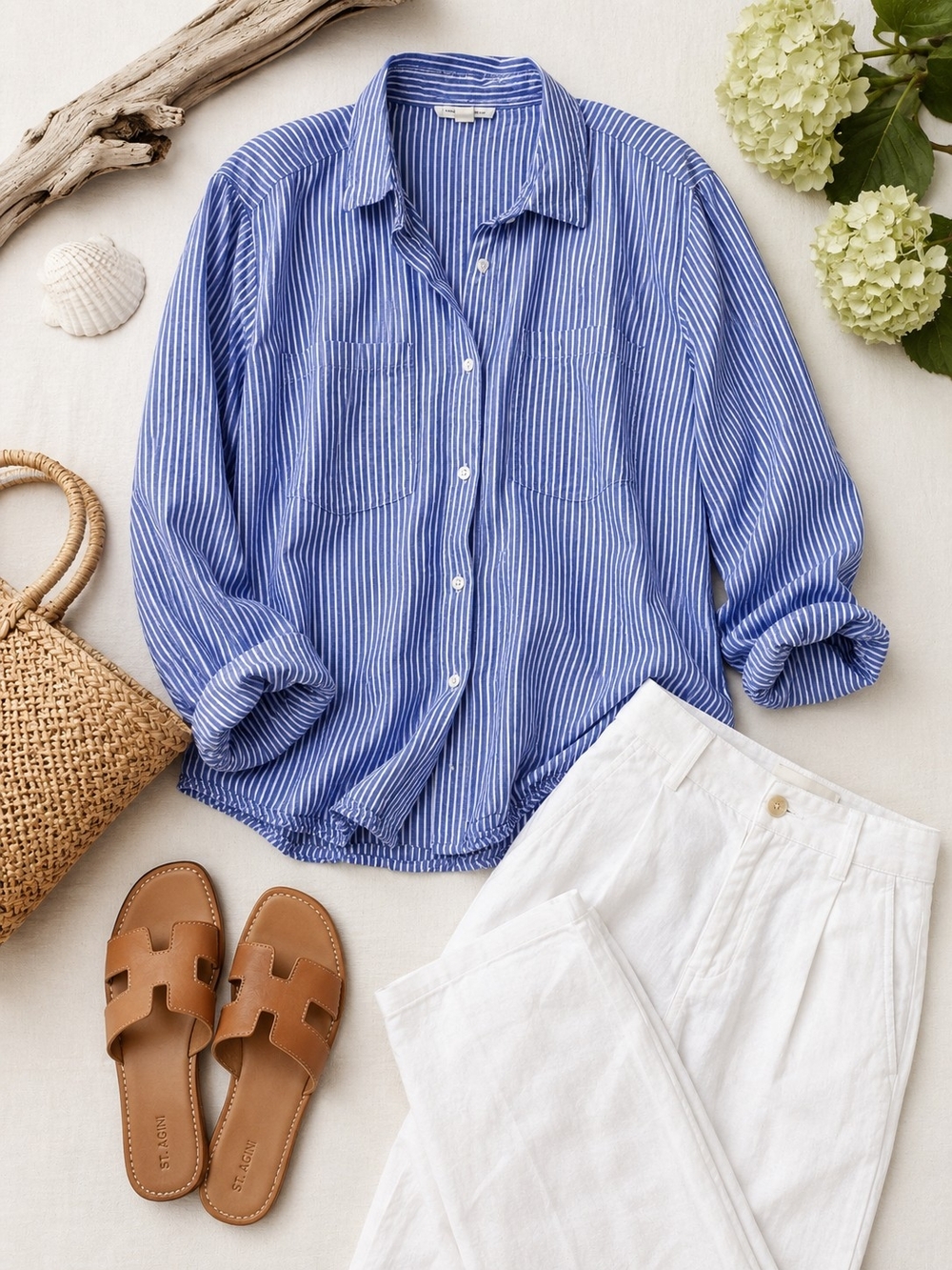 beachlunchlounge Blue and White Striped Button-Down Shirt - Picture 2 of 7